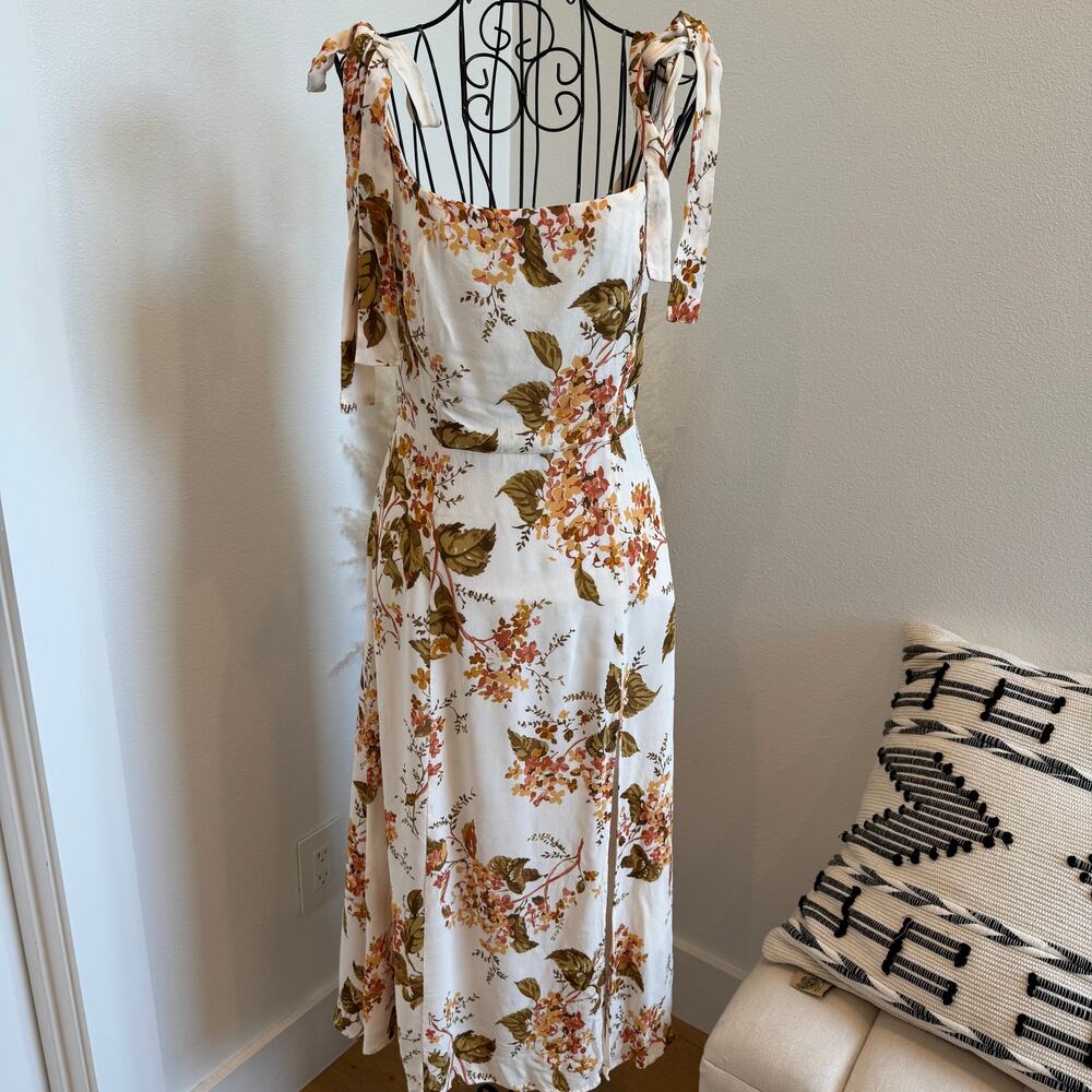 Reformation Twilight Tie Cream Floral Midi Dress in Bella Size 6